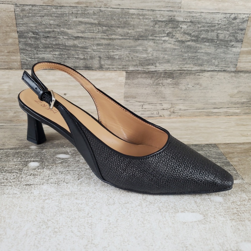 Naturalizer Tansy Womens Slingback Pumps Sz 8.5 M Black Round Toe Kitten Heel